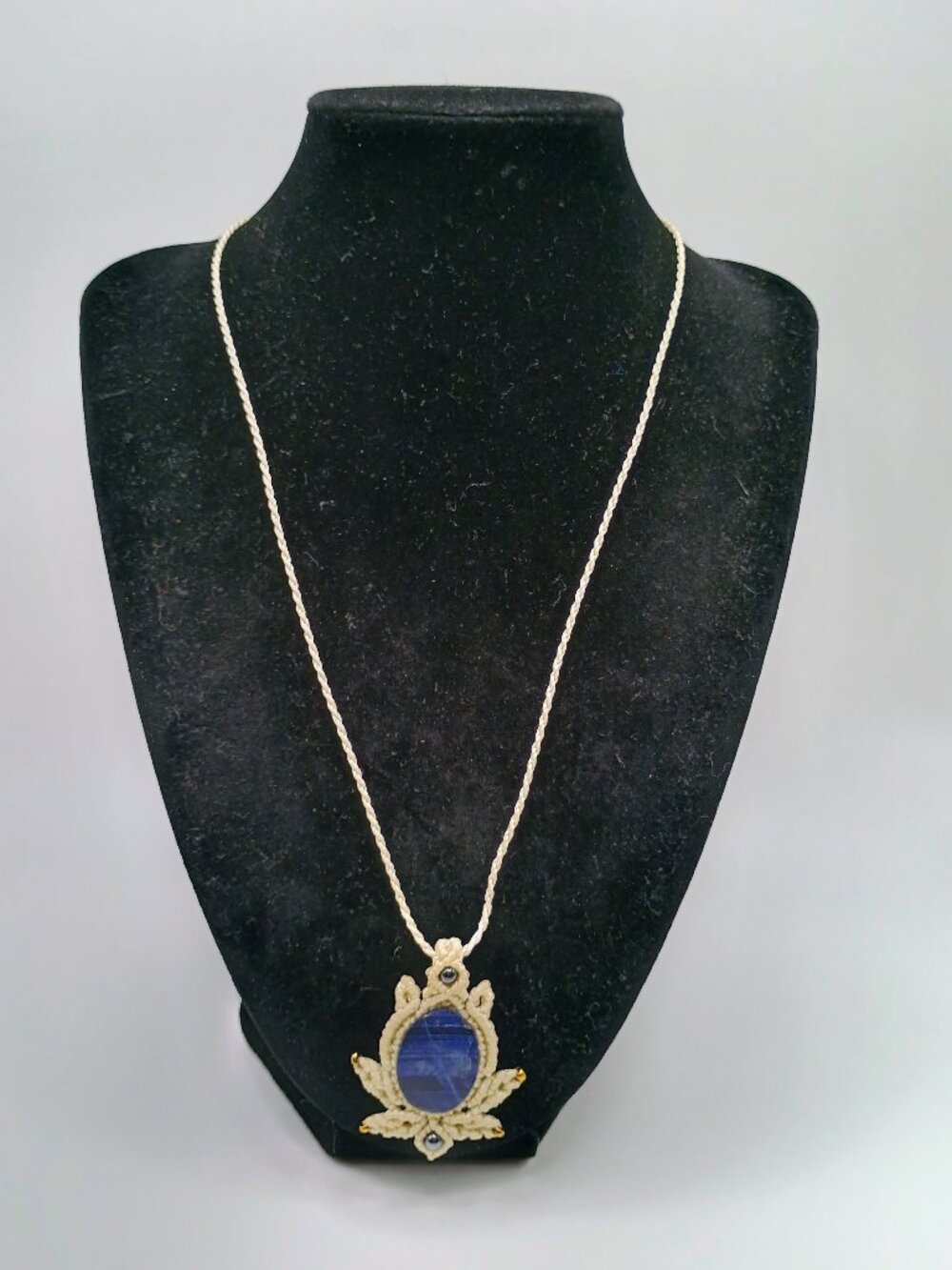 Handmade Macrame Necklace with Natural Sodalite Stone